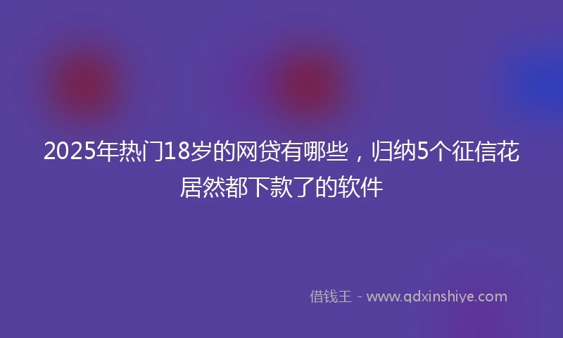 2025年热门18岁的网贷有哪些，归纳5个征信花居然都下款了的软件
