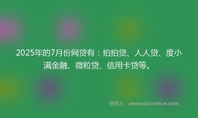 2025年的7月份网贷有：拍拍贷、人人贷、度小满金融、微粒贷、信用卡贷等。