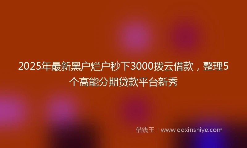 2025年最新黑户烂户秒下3000拨云借款,整理5个高能分期贷款平台新秀