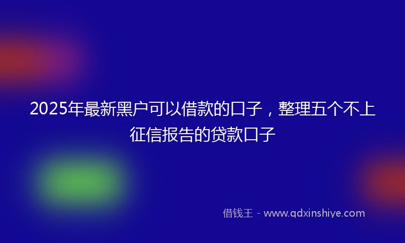 2025年最新黑户可以借款的口子，整理五个不上征信报告的贷款口子