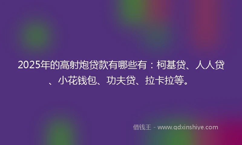 2025年的高射炮贷款有哪些有：柯基贷、人人贷、小花钱包、功夫贷、拉卡拉等。