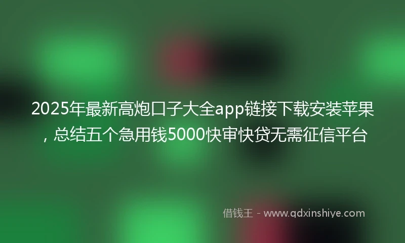 2025年最新高炮口子大全app链接下载安装苹果，总结五个急用钱5000快审快贷无需征信平台