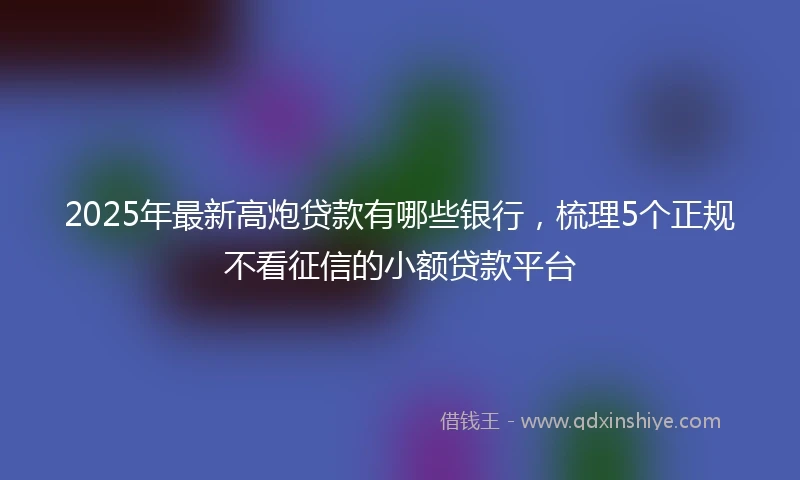 2025年最新高炮贷款有哪些银行，梳理5个正规不看征信的小额贷款平台