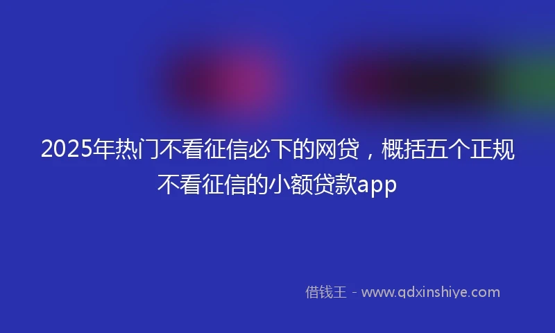 2025年热门不看征信必下的网贷，概括五个正规不看征信的小额贷款app