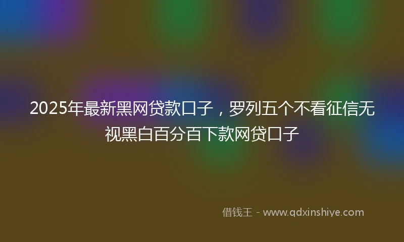 2025年最新黑网贷款口子，罗列五个不看征信无视黑白百分百下款网贷口子