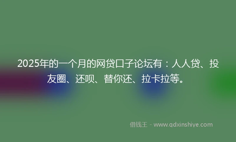 2025年的一个月的网贷口子论坛有：人人贷、投友圈、还呗、替你还、拉卡拉等。