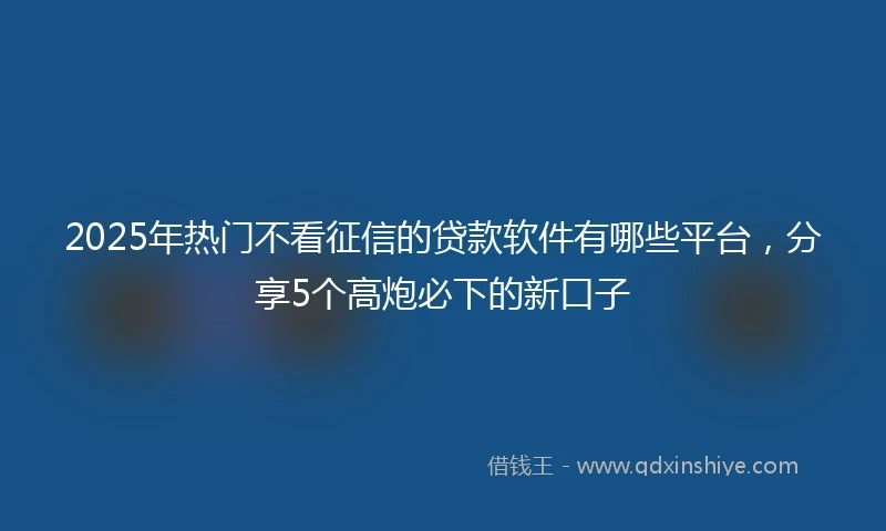 2025年热门不看征信的贷款软件有哪些平台,分享5个高炮必下的新口子