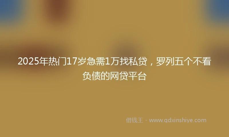 2025年热门17岁急需1万找私贷，罗列五个不看负债的网贷平台