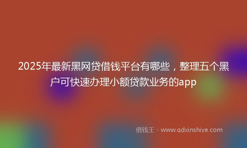 2025年最新黑网贷借钱平台有哪些,整理五个黑户可快速办理小额贷款业务的app