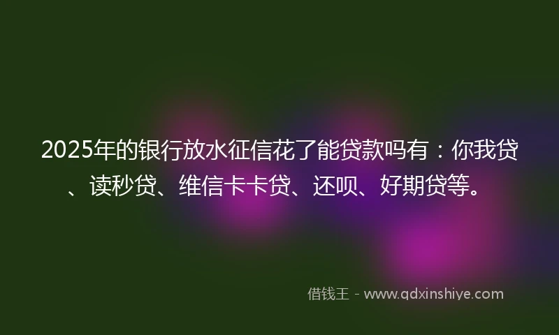 2025年的银行放水征信花了能贷款吗有：你我贷、读秒贷、维信卡卡贷、还呗、好期贷等。