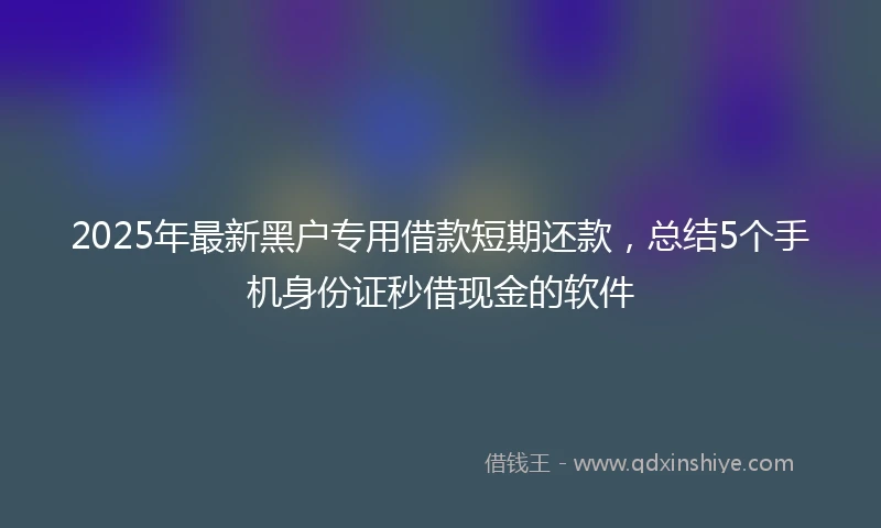 2025年最新黑户专用借款短期还款，总结5个手机身份证秒借现金的软件