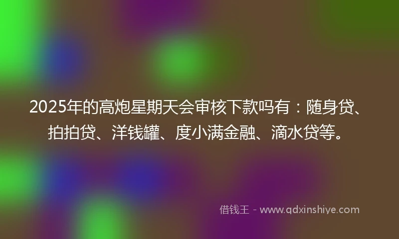 2025年的高炮星期天会审核下款吗有：随身贷、拍拍贷、洋钱罐、度小满金融、滴水贷等。