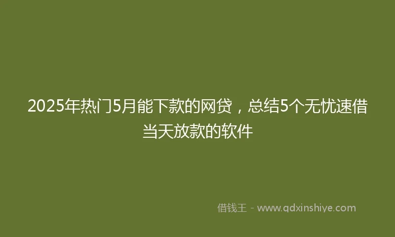 2025年热门5月能下款的网贷，总结5个无忧速借当天放款的软件