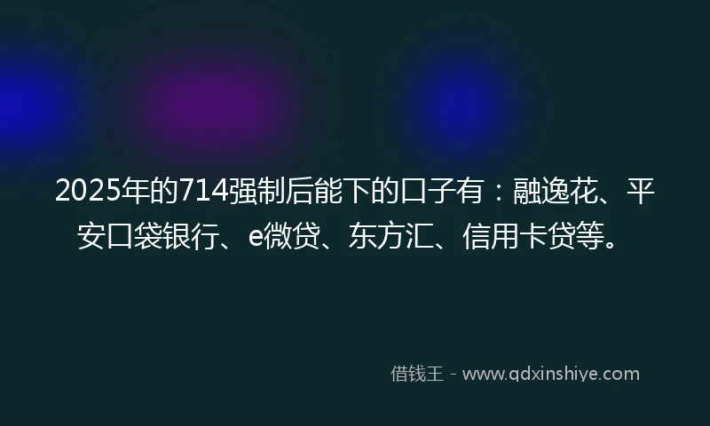 2025年的714强制后能下的口子有：融逸花、平安口袋银行、e微贷、东方汇、信用卡贷等。