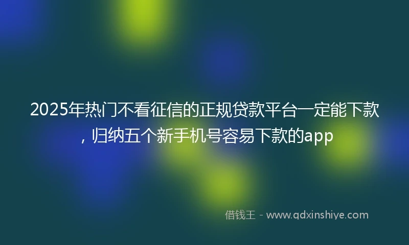 2025年热门不看征信的正规贷款平台一定能下款,归纳五个新手机号容易下款的app