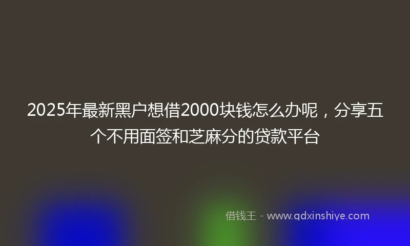 2025年最新黑户想借2000块钱怎么办呢，分享五个不用面签和芝麻分的贷款平台