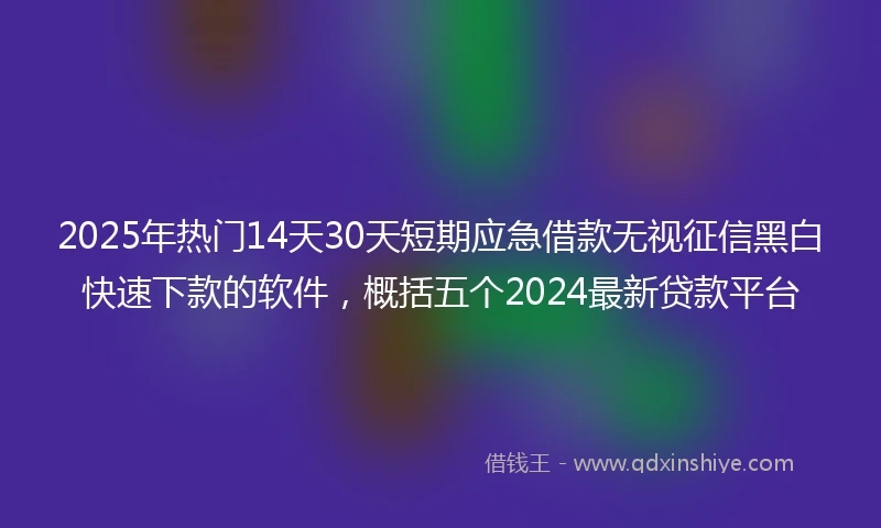 2025年热门14天30天短期应急借款无视征信黑白快速下款的软件，概括五个2024最新贷款平台
