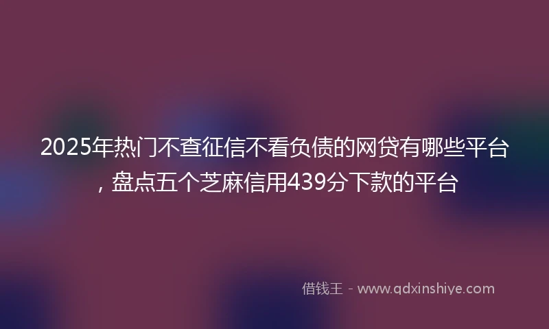2025年热门不查征信不看负债的网贷有哪些平台，盘点五个芝麻信用439分下款的平台
