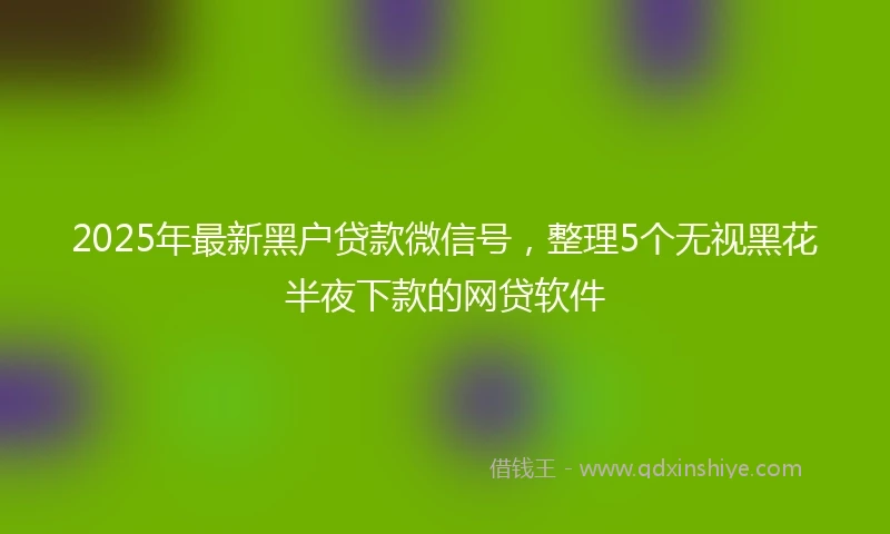 2025年最新黑户贷款微信号，整理5个无视黑花半夜下款的网贷软件