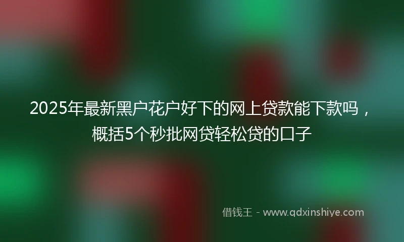 2025年最新黑户花户好下的网上贷款能下款吗，概括5个秒批网贷轻松贷的口子