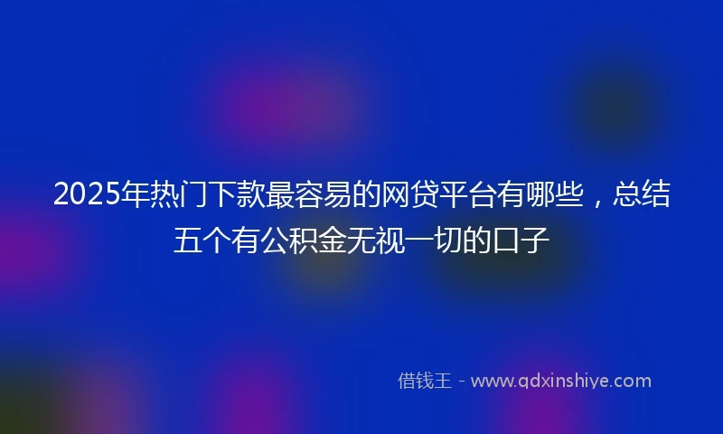 2025年热门下款最容易的网贷平台有哪些，总结五个有公积金无视一切的口子