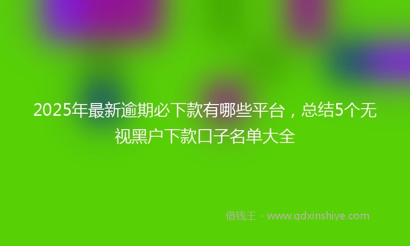 2025年最新逾期必下款有哪些平台,总结5个无视黑户下款口子名单大全