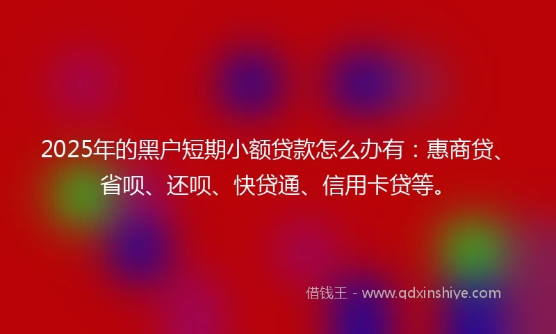 2025年的黑户短期小额贷款怎么办有：惠商贷、省呗、还呗、快贷通、信用卡贷等。