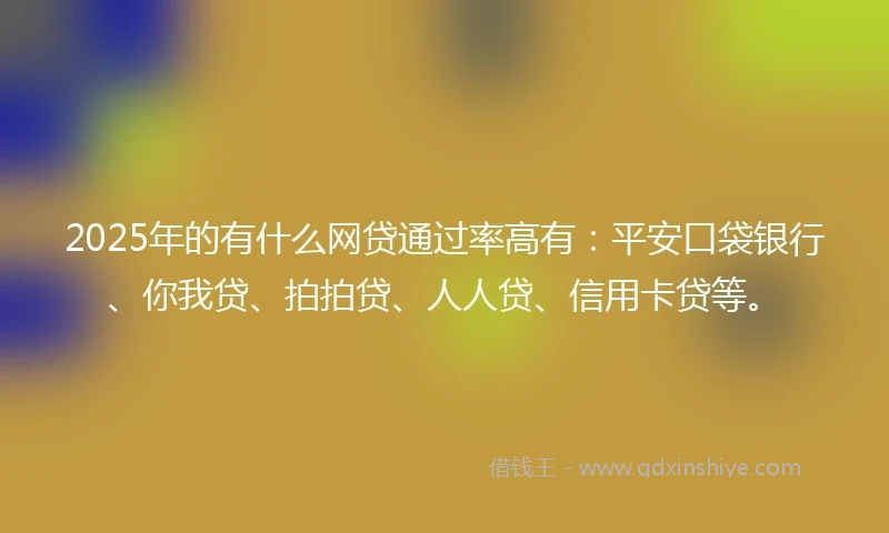 2025年的有什么网贷通过率高有：平安口袋银行、你我贷、拍拍贷、人人贷、信用卡贷等。