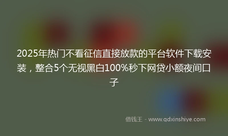 2025年热门不看征信直接放款的平台软件下载安装，整合5个无视黑白100%秒下网贷小额夜间口子