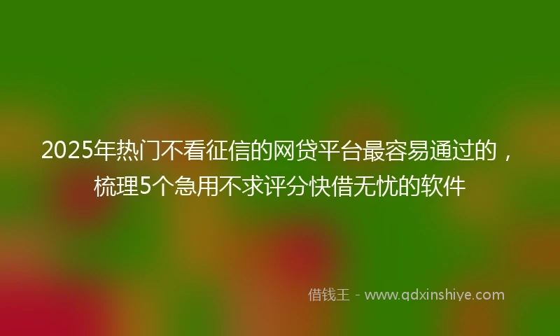 2025年热门不看征信的网贷平台最容易通过的，梳理5个急用不求评分快借无忧的软件