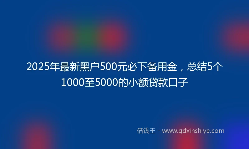 2025年最新黑户500元必下备用金，总结5个1000至5000的小额贷款口子