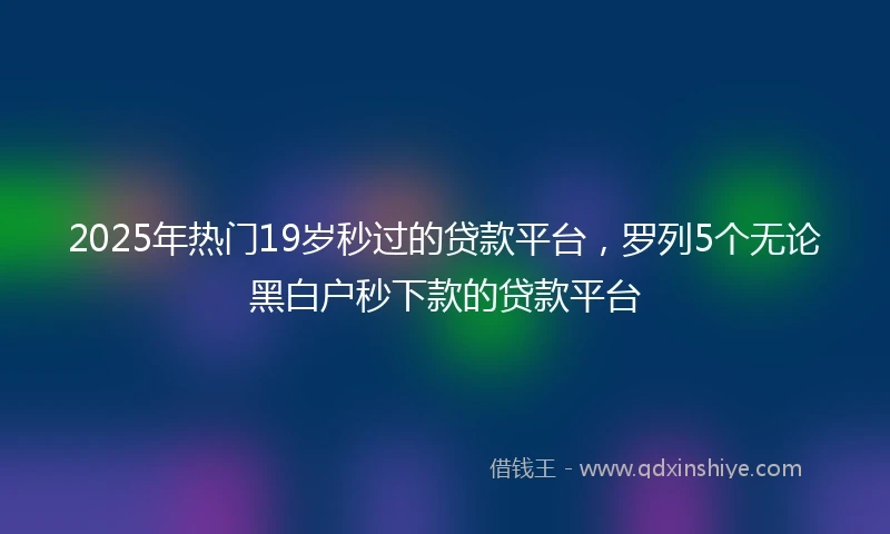 2025年热门19岁秒过的贷款平台，罗列5个无论黑白户秒下款的贷款平台