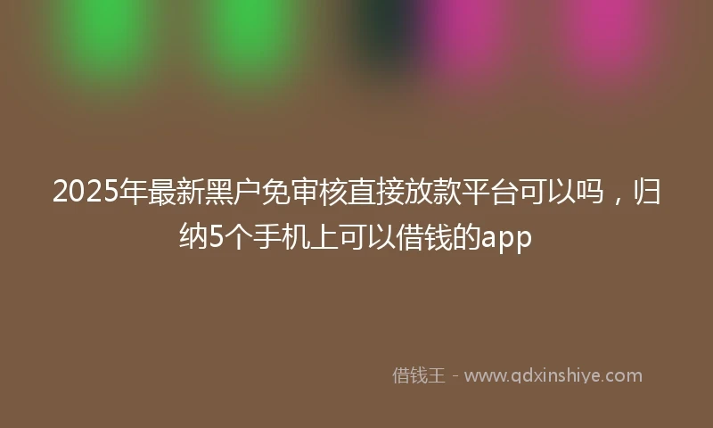 2025年最新黑户免审核直接放款平台可以吗，归纳5个手机上可以借钱的app