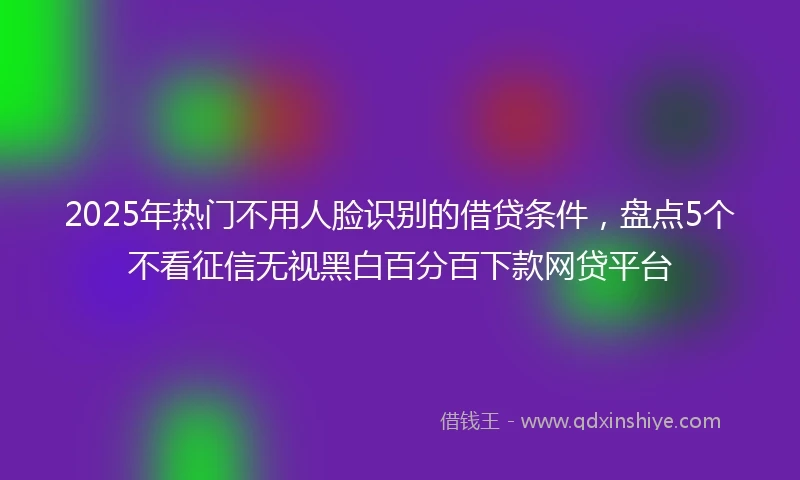 2025年热门不用人脸识别的借贷条件，盘点5个不看征信无视黑白百分百下款网贷平台