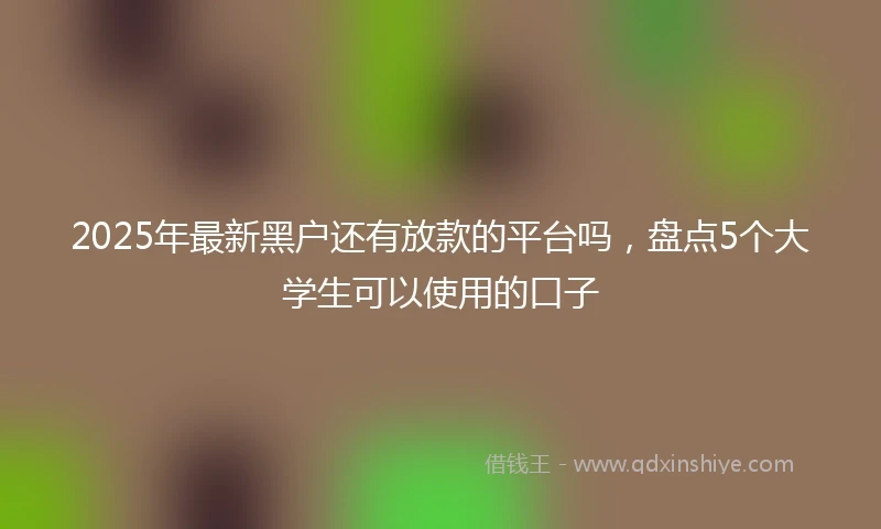 2025年最新黑户还有放款的平台吗，盘点5个大学生可以使用的口子