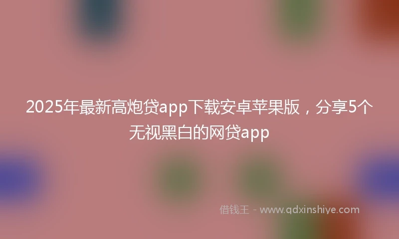 2025年最新高炮贷app下载安卓苹果版，分享5个无视黑白的网贷app