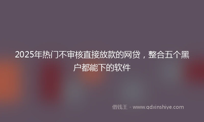 2025年热门不审核直接放款的网贷，整合五个黑户都能下的软件