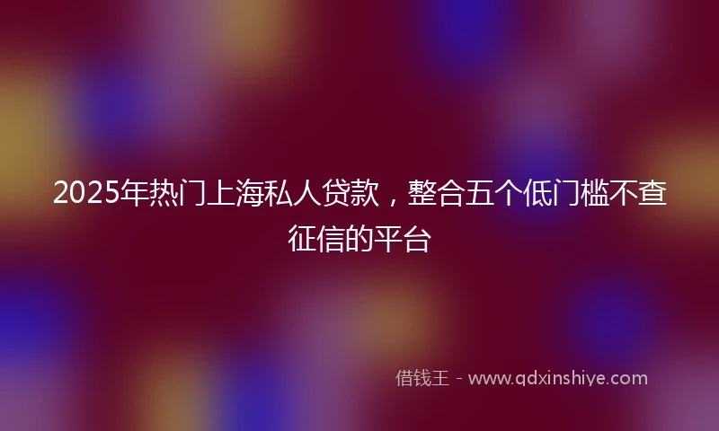 2025年热门上海私人贷款，整合五个低门槛不查征信的平台