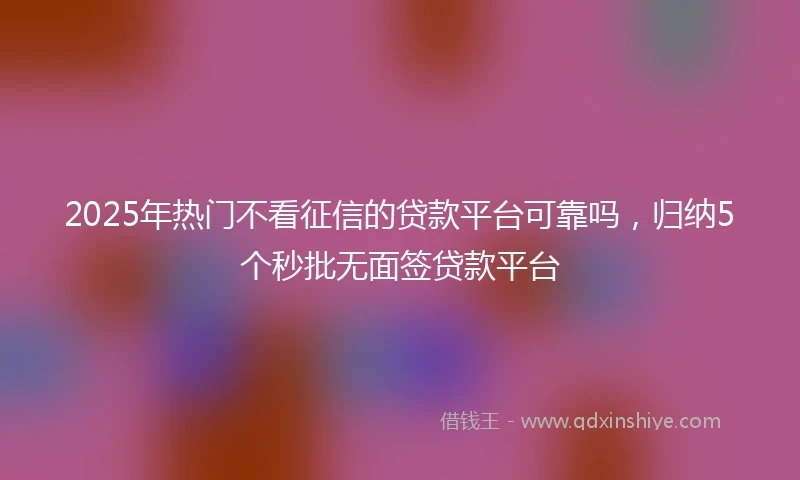 2025年热门不看征信的贷款平台可靠吗,归纳5个秒批无面签贷款平台