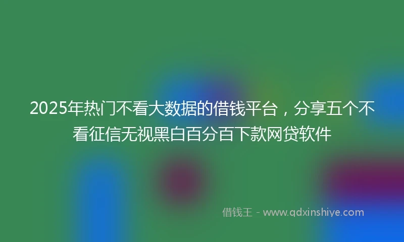 2025年热门不看大数据的借钱平台，分享五个不看征信无视黑白百分百下款网贷软件