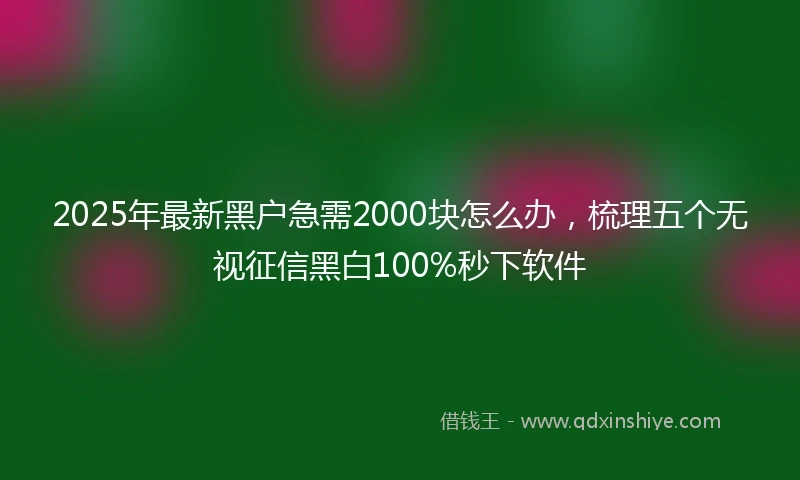2025年最新黑户急需2000块怎么办，梳理五个无视征信黑白100%秒下软件