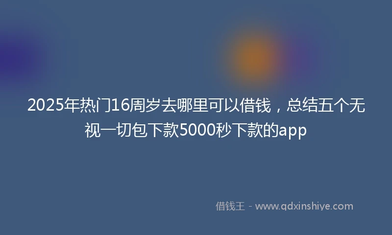 2025年热门16周岁去哪里可以借钱,总结五个无视一切包下款5000秒下款的app