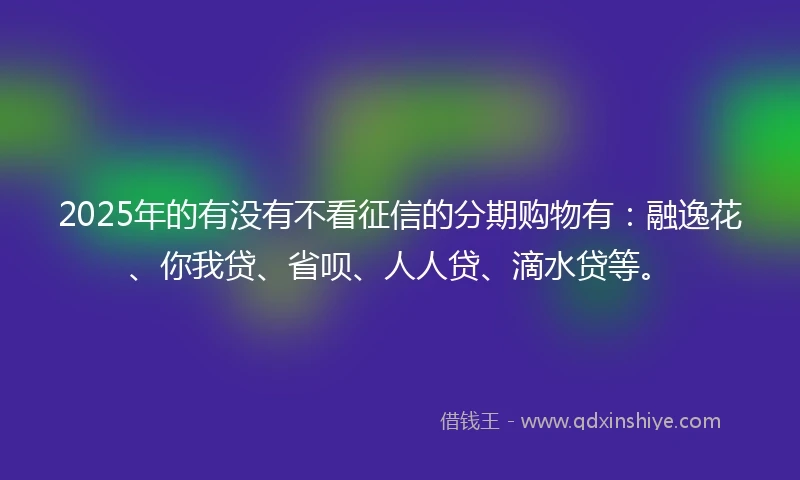 2025年的有没有不看征信的分期购物有：融逸花、你我贷、省呗、人人贷、滴水贷等。