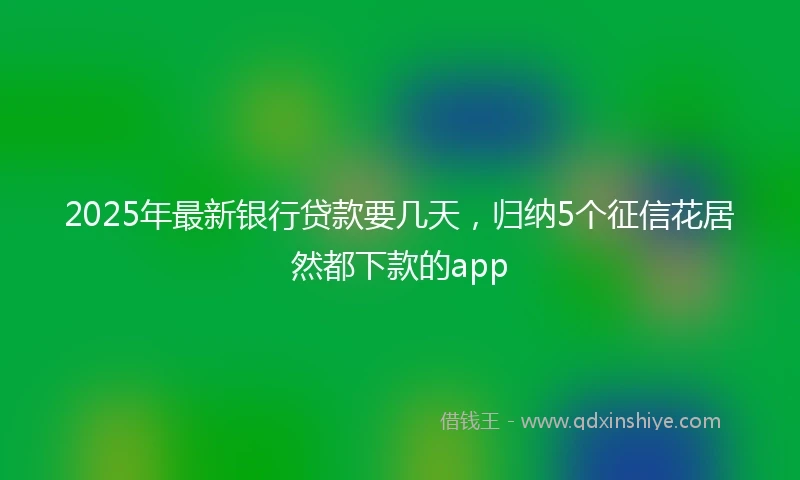 2025年最新银行贷款要几天，归纳5个征信花居然都下款的app