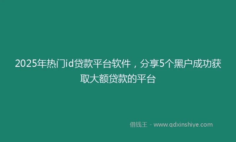 2025年热门id贷款平台软件，分享5个黑户成功获取大额贷款的平台