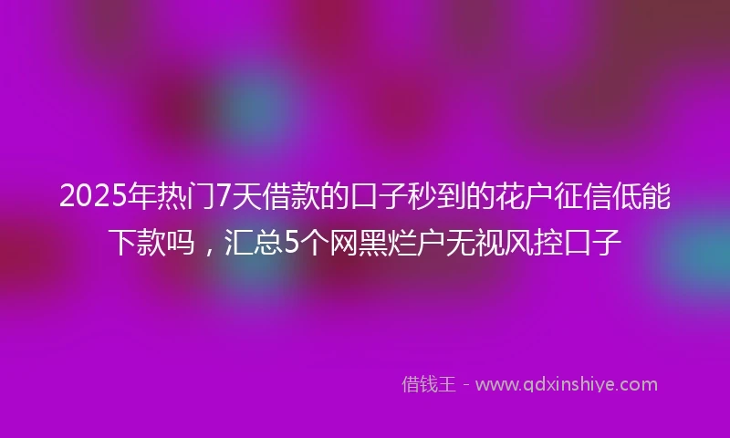 2025年热门7天借款的口子秒到的花户征信低能下款吗，汇总5个网黑烂户无视风控口子