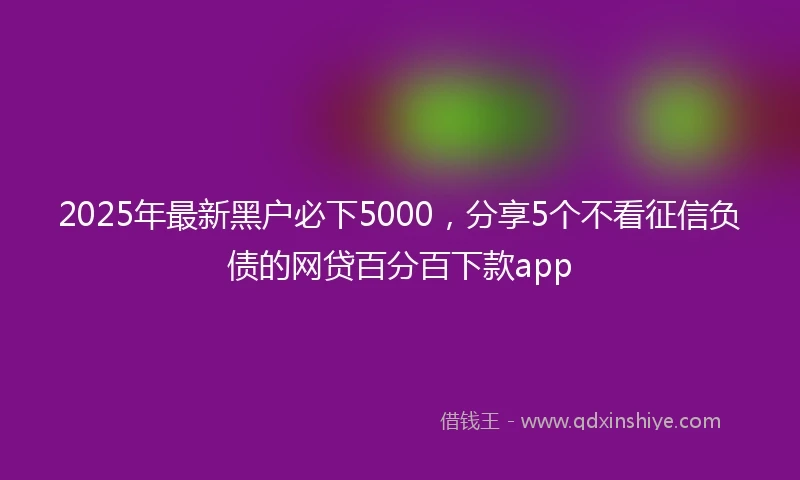 2025年最新黑户必下5000，分享5个不看征信负债的网贷百分百下款app