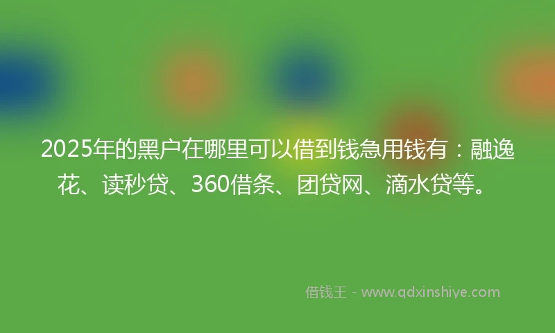 2025年的黑户在哪里可以借到钱急用钱有：融逸花、读秒贷、360借条、团贷网、滴水贷等。