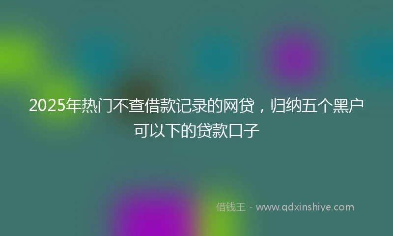 2025年热门不查借款记录的网贷,归纳五个黑户可以下的贷款口子