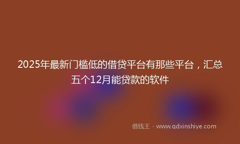 2025年最新门槛低的借贷平台有那些平台，汇总五个12月能贷款的软件